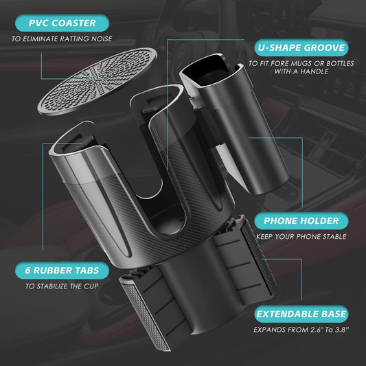 GripCup Phonemate- 2-in-1-Car-Cup-Holder-Expander-Adapter with Phone Holder --